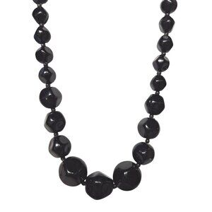 Vintage Dark Academia Black Jet Bead Necklace Chunky Faceted Glass Goth Victoria